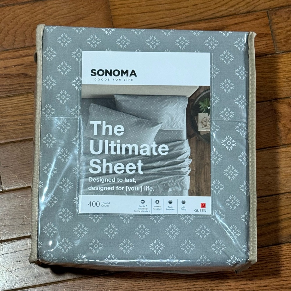 Sonoma Goods For Life 400 Thread Ultimate Bed Sheets Pillowcase Set Queen NEW